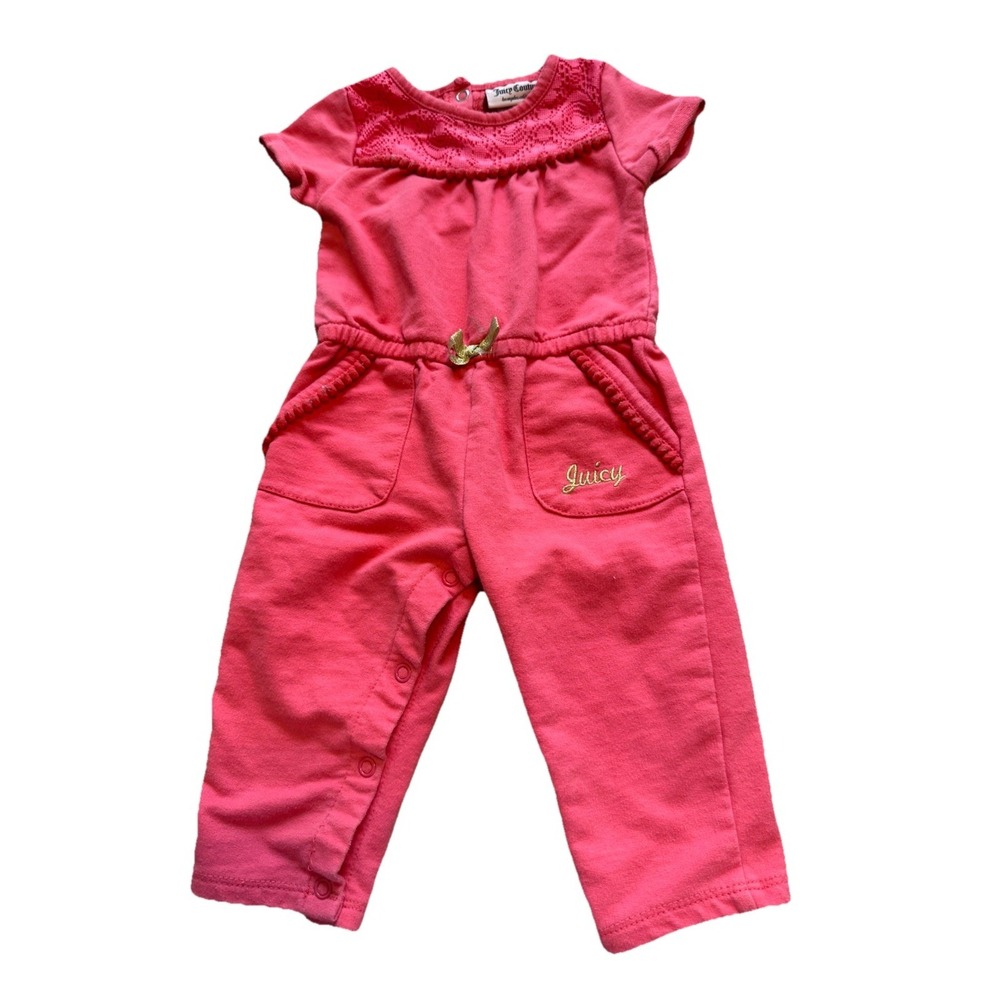 Juicy‎ Couture Baby Girl Romper Play Suit Logo Terry Cloth Y2k Pink 6 9 Months